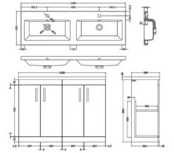 Nuie Athena 1200mm Wide Floor Standing 4 Door Cabinet And Double Basin -Shower Room M700 2021 3 5 12 43 12 647