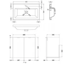Hudson Reed Fusion Wall Hung Full Depth 2 Door Vanity Unit And Basin -Shower Room M700 2021 3 6 9 0 7 835