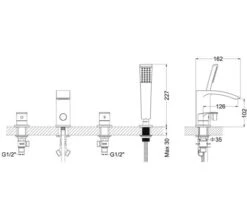 Crosswater Flow 4 Hole Deck Mounted Chrome Bath Shower Mixer Tap Set With Kit -Shower Room M700 2021 5 24 11 11 55 495