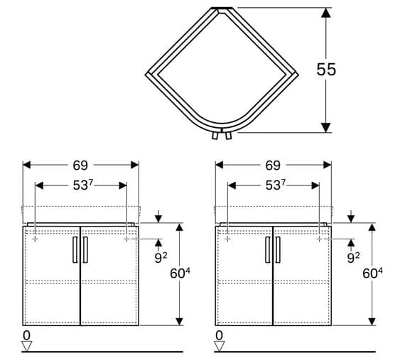 Geberit Selnova Compact 690 X 550mm Double Door Cabinet And Basin 4 Geberit Selnova Compact 690 X 550mm Double Door Cabinet And Basin - Image 2