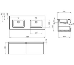 Saneux Uni Two Drawer Wall Hung Unit -Shower Room M700 2021 8 9 14 11 45 93