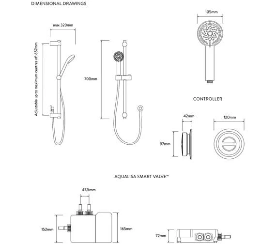 Aqualisa Quartz Classic Smart Concealed Shower With Slide Rail Kit 4 Aqualisa Quartz Classic Smart Concealed Shower With Slide Rail Kit - Image 2