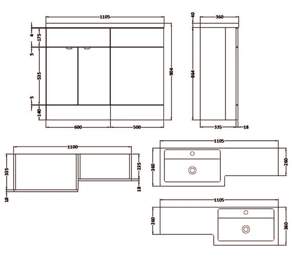 Hudson Reed Fusion 1100mm Full Depth Furniture Pack - Vanity And WC Unit With Basin 4 Hudson Reed Fusion 1100mm Full Depth Furniture Pack - Vanity And WC Unit With Basin - Image 2