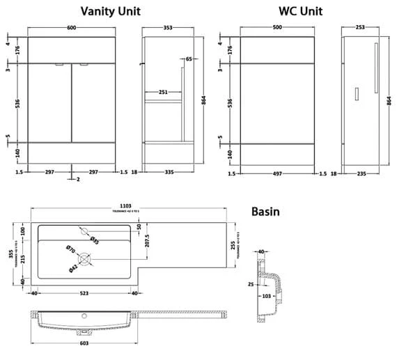 Hudson Reed Fusion 1100mm Full Depth Furniture Pack - Vanity And WC Unit With Basin 5 Hudson Reed Fusion 1100mm Full Depth Furniture Pack - Vanity And WC Unit With Basin - Image 3