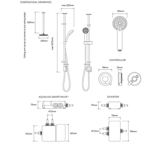 Aqualisa Quartz Touch Exposed Smart Digital Valve With Shower Kit 4 Aqualisa Quartz Touch Exposed Smart Digital Valve With Shower Kit - Image 2