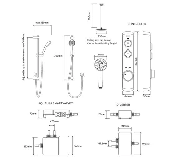 Aqualisa ISystem Smart Concealed Digital Shower Kit With Ceiling Shower Head 5 Aqualisa ISystem Smart Concealed Digital Shower Kit With Ceiling Shower Head - Image 3