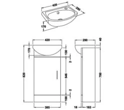 Nuie Mayford 420 X 290mm Floor Standing White Cabinet And Basin -Shower Room M700 2021 9 23 10 10 57 204