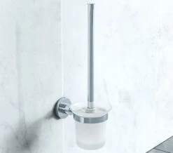 Vado Elements Chrome Toilet Brush With Frosted Glass Holder