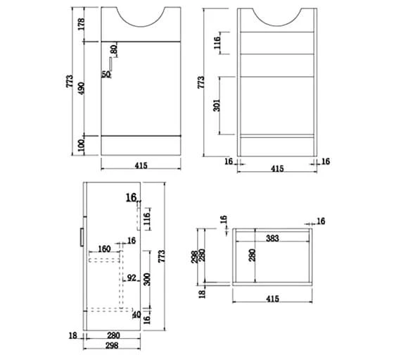 Essential Alaska 1 Door Vanity Unit 450mm And Basin 5 Essential Alaska 1 Door Vanity Unit 450mm And Basin - Image 3