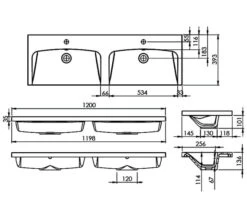 Roper Rhodes Scheme 1202 X 388mm Wall Mounted Double Basin Vanity Unit -Shower Room M700 2022 11 4 12 26 39 34