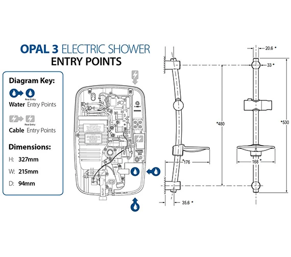 Triton Opal 3 Chrome-Black Electric Shower 4 Triton Opal 3 Chrome-Black Electric Shower - Image 2