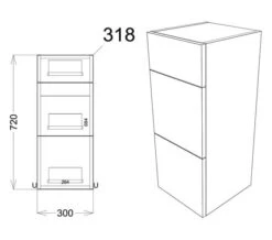 Joseph Miles Twain 300mm Wide 3 Drawer Floor Standing Unit -Shower Room M700 2022 5 21 9 50 40 264