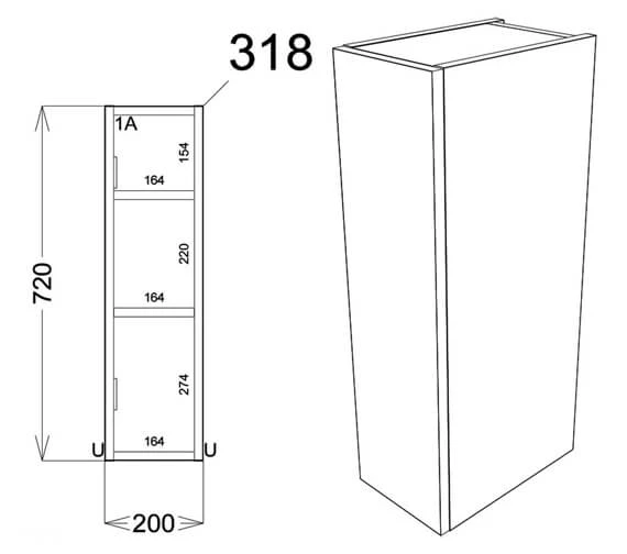 Joseph Miles Twain 200mm Wide 1 Door Floor Standing Unit With Toilet Roll Holder 5 Joseph Miles Twain 200mm Wide 1 Door Floor Standing Unit With Toilet Roll Holder - Image 3