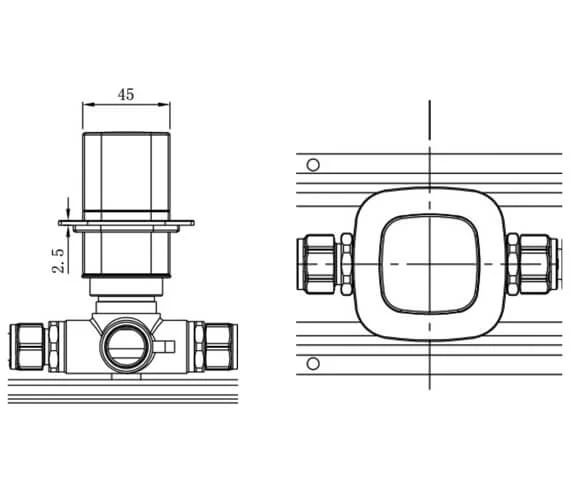 RAK Petit Square Concealed Diverter Valve 4 RAK Petit Square Concealed Diverter Valve - Image 2