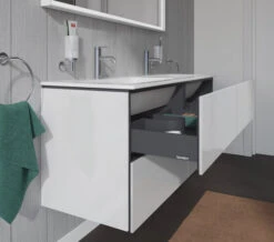 Duravit L-Cube 1290mm Wide 4 Drawers Wall Mounted Vanity Unit For Me-By-Starck Basin -Shower Room M700 2022 6 10 12 36 40 822