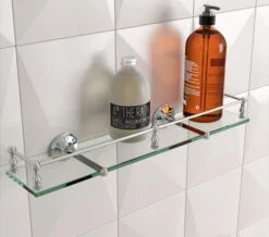 Miller Stockholm Glass Shelf With Guard Rail 500mm - 602C