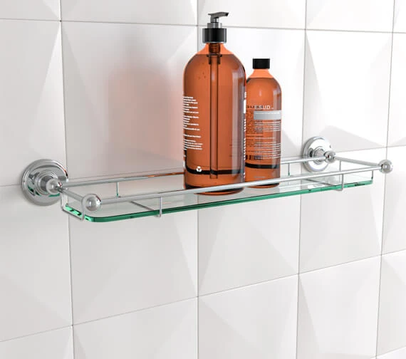 Burlington Shelf With Chrome Plated Railing - A18 CHR 3 Burlington Shelf With Chrome Plated Railing - A18 CHR