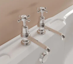 Burlington Chrome Pair Of Bath Taps With Claremont Handles