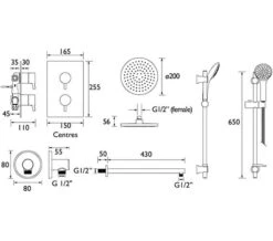 Bristan Prism Chrome Fixed Head And Adjustable Riser Shower Pack -Shower Room M700 2022 8 17 15 45 22 836