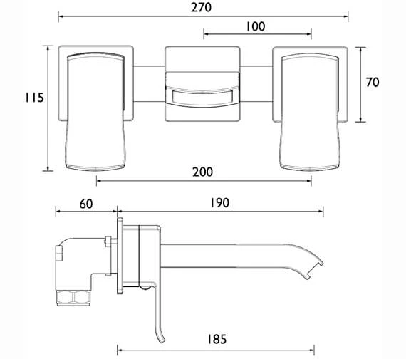 Bristan Descent Wall Mounted Chrome Bath Filler Tap 4 Bristan Descent Wall Mounted Chrome Bath Filler Tap - Image 2