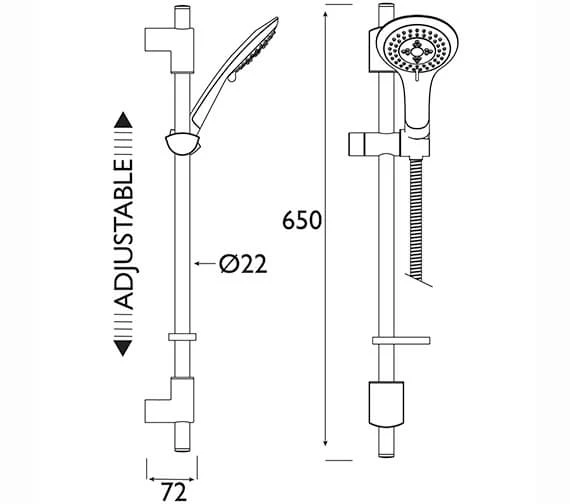 Bristan Evo Chrome Finish Adjustable Shower Kit With Multi Function Rub Clean Handset 4 Bristan Evo Chrome Finish Adjustable Shower Kit With Multi Function Rub Clean Handset - Image 2