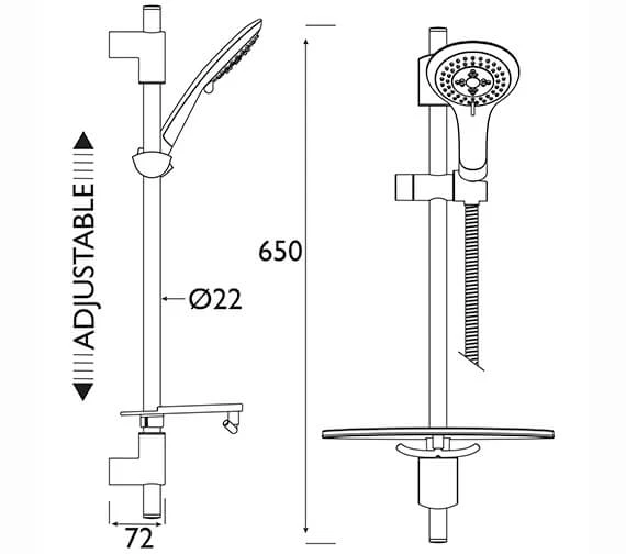 Bristan Evo Chrome Finish Adjustable Shower Kit With Multi Function Rub Clean Handset 6 Bristan Evo Chrome Finish Adjustable Shower Kit With Multi Function Rub Clean Handset - Image 4
