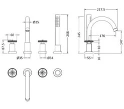Hudson Reed Revolution Industrial 4 Hole Deck Mounted Bath Mixer Tap Chrome -Shower Room M700 2022 8 8 11 21 44 80