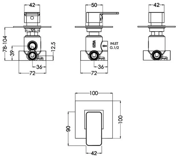Nuie Windon Concealed 2-3-4 Way Diverter 5 Nuie Windon Concealed 2-3-4 Way Diverter - Image 3