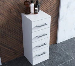 Nuie Mayford 300 X 766mm 4 Drawer Floor-Standing Gloss White Furniture Unit