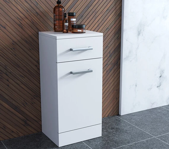 Nuie Mayford 350mm Wide Laundry Basket Furniture Unit White 3 Nuie Mayford 350mm Wide Laundry Basket Furniture Unit White