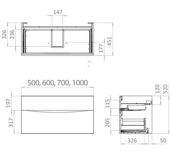 Crosswater Glide II Wall Hung Double Drawer Bathroom Unit 5 Crosswater Glide II Wall Hung Double Drawer Bathroom Unit - Image 3