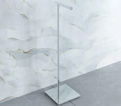 Smedbo Outline Lite Free Standing Polished Stainless Steel Toilet Roll Holder Square Base