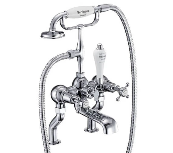 Burlington Deck Mounted Traditional Bath Shower Mixer Tap With Claremont Handles 3 Burlington Deck Mounted Traditional Bath Shower Mixer Tap With Claremont Handles