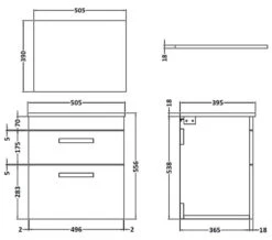 Nuie Athena 2 Drawer Wall Hung Cabinet -Shower Room M700 2023 1 18 7 12 56 67