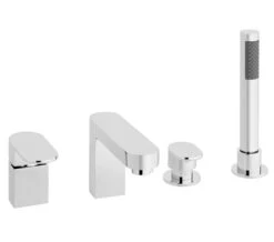 Vado Life Chrome 4-Hole Bath Shower Mixer Tap With Kit