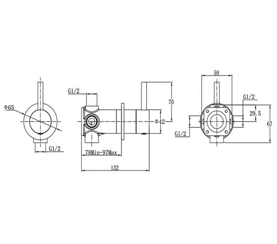 Niagara Equate Wall Mounted 3 Way Diverter Chrome 4 Niagara Equate Wall Mounted 3 Way Diverter Chrome - Image 2