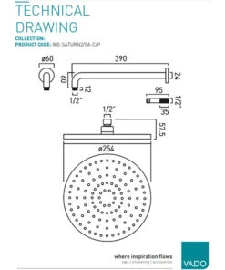 Vado Saturn 254mm Single Function Round Fixed Shower Head 12 Vado Saturn 254mm Single Function Round Fixed Shower Head -Shower Room M700 2023 2 17 12 36 32 17