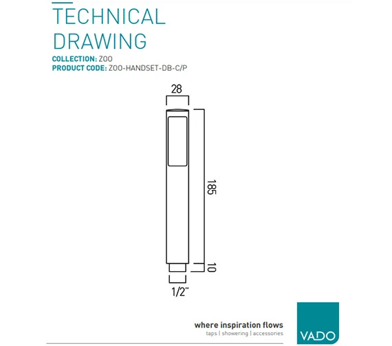 Vado Zoo Single Function Chrome Shower Handset 4 Vado Zoo Single Function Chrome Shower Handset - Image 2