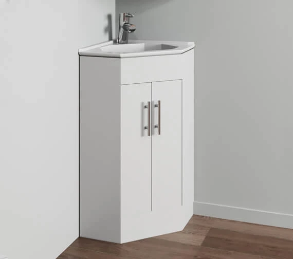 Nuie Mayford Double Door Corner White Cabinet And Basin 3 Nuie Mayford Double Door Corner White Cabinet And Basin