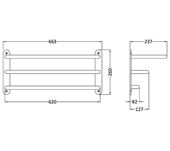 Nuie 663mm Wide 3 Tier Chrome Towel Rack 5 Nuie 663mm Wide 3 Tier Chrome Towel Rack - Image 3