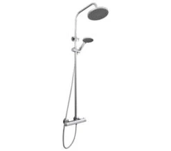 Nuie Round Chrome Thermostatic Bar Valve With Telescopic Kit And Handset