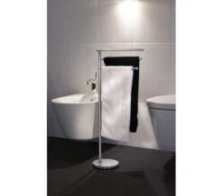 Smedbo Outline Lite Free Standing Polished Stainless Steel Triple Towel Rail Base Round