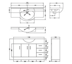 Nuie Mayford 1200mm Floor Standing White 3 Door 3 Drawer Cabinet And Basin -Shower Room M700 2023 4 7 9 18 31 837