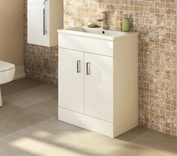 Nuie Eden 800mm High Floor Standing Gloss White Two Door Cabinet And Basin 12 Nuie Eden 800mm High Floor Standing Gloss White Two Door Cabinet And Basin - Image 10
