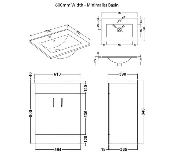 Nuie Eden 800mm High Floor Standing Gloss White Two Door Cabinet And Basin 9 Nuie Eden 800mm High Floor Standing Gloss White Two Door Cabinet And Basin - Image 7