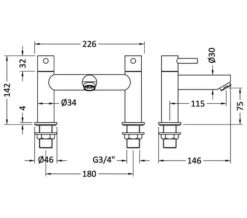 Nuie Series 2 Chrome Deck Mounted Bath Shower Mixer Tap -Shower Room M700 2023 5 25 15 22 5 950
