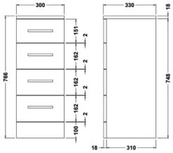 Nuie Mayford 300 X 766mm 4 Drawer Floor-Standing Gloss White Furniture Unit 11 Nuie Mayford 300 X 766mm 4 Drawer Floor-Standing Gloss White Furniture Unit -Shower Room M700 2023 5 27 12 21 50 542
