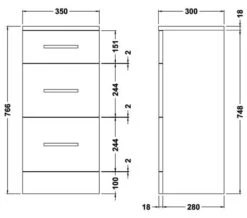 Nuie Mayford 350mm Wide 3 Drawer Furniture Unit 9 Nuie Mayford 350mm Wide 3 Drawer Furniture Unit -Shower Room M700 2023 5 27 7 16 22 466