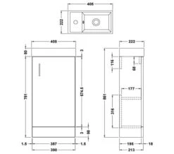 Nuie Vault 405 X 861mm Single Door Floor Standing Compact Unit And Basin -Shower Room M700 2023 6 10 11 34 54 597