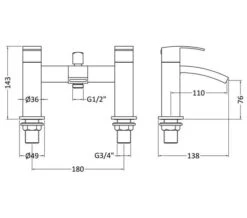 Nuie Vibe Chrome Deck Mounted Bath Shower Mixer Tap -Shower Room M700 2023 6 10 7 22 27 938